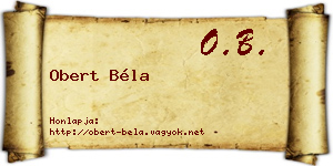 Obert Béla névjegykártya